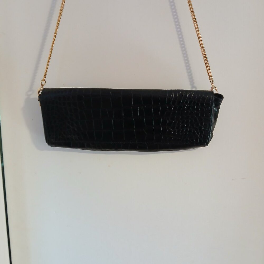 VINTAGE WOMEN'S CROCO EMBOSSED BLACK EXIMIOUS OF LONDON PURSE - Picture 9 of 10